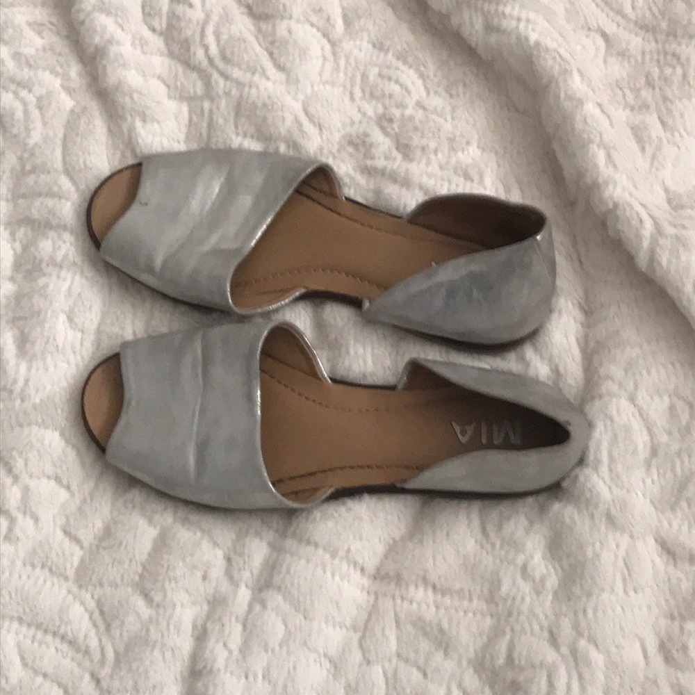 Silver slip on sandals